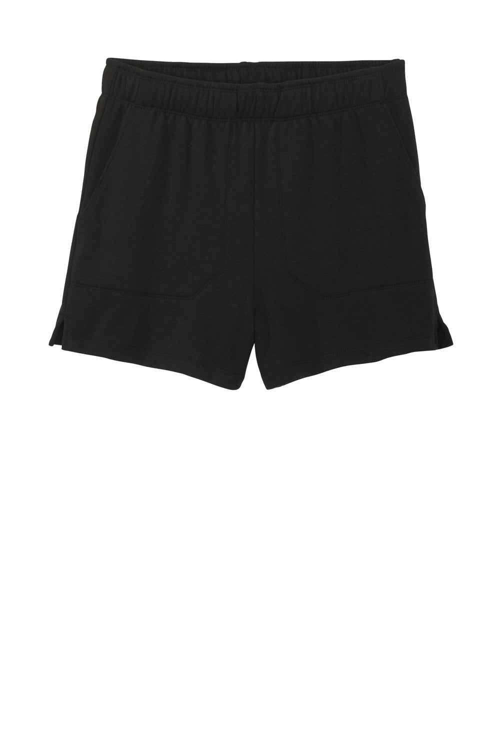 District DT1309 Womens Perfect Tri Fleece Shorts w/ Pockets Black Flat Front