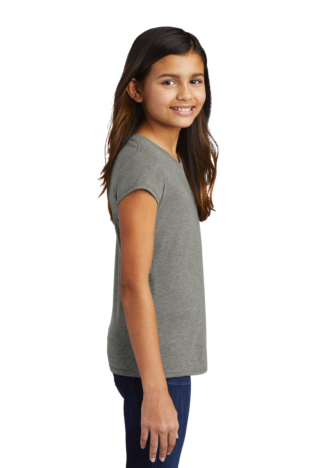 District Youth Girls Perfect Short Sleeve Crewneck T-Shirt Grey Frost Side