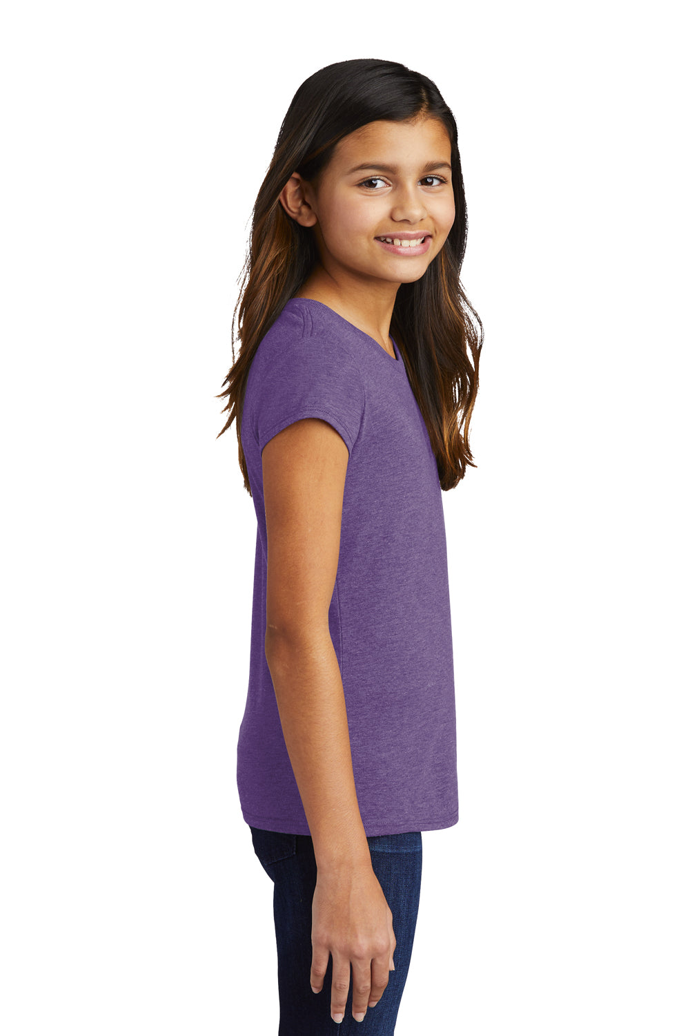 District Youth Girls Perfect Short Sleeve Crewneck T-Shirt Purple Frost Side