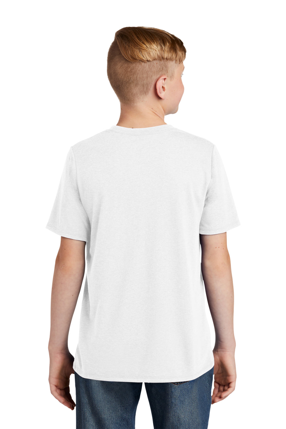 District DT130Y Youth Perfect Tri Short Sleeve Crewneck T-Shirt White Back