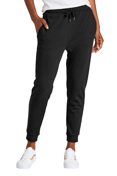 District DT1310 Womens Perfect Tri Fleece Jogger Sweatpants w/ Pockets Black Front