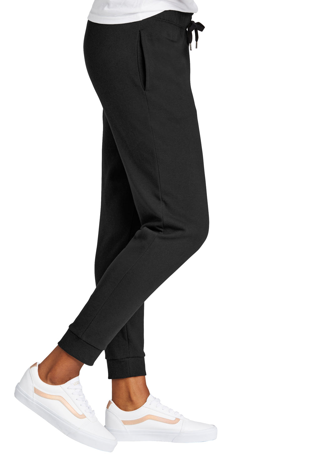 District DT1310 Womens Perfect Tri Fleece Jogger Sweatpants w/ Pockets Black Side