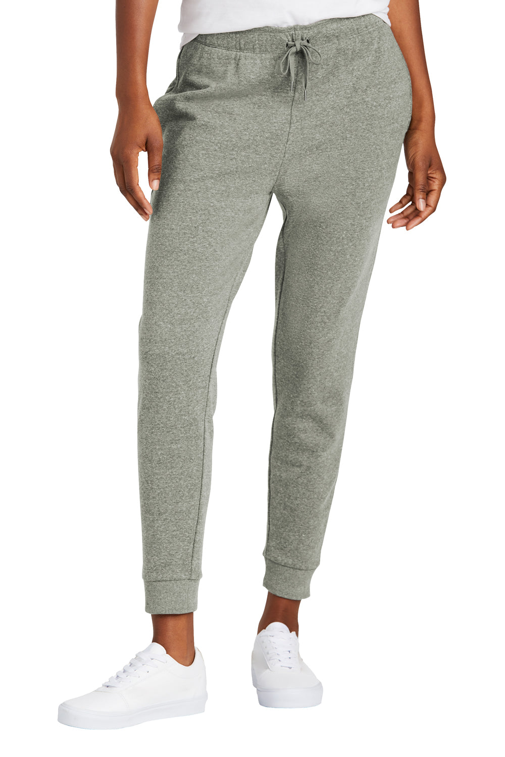 District DT1310 Womens Perfect Tri Fleece Jogger Sweatpants w/ Pockets Grey Frost Front