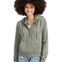 District Womens Perfect Tri Fleece 1/4 Zip Hooded Sweatshirt Hoodie - Grey Frost