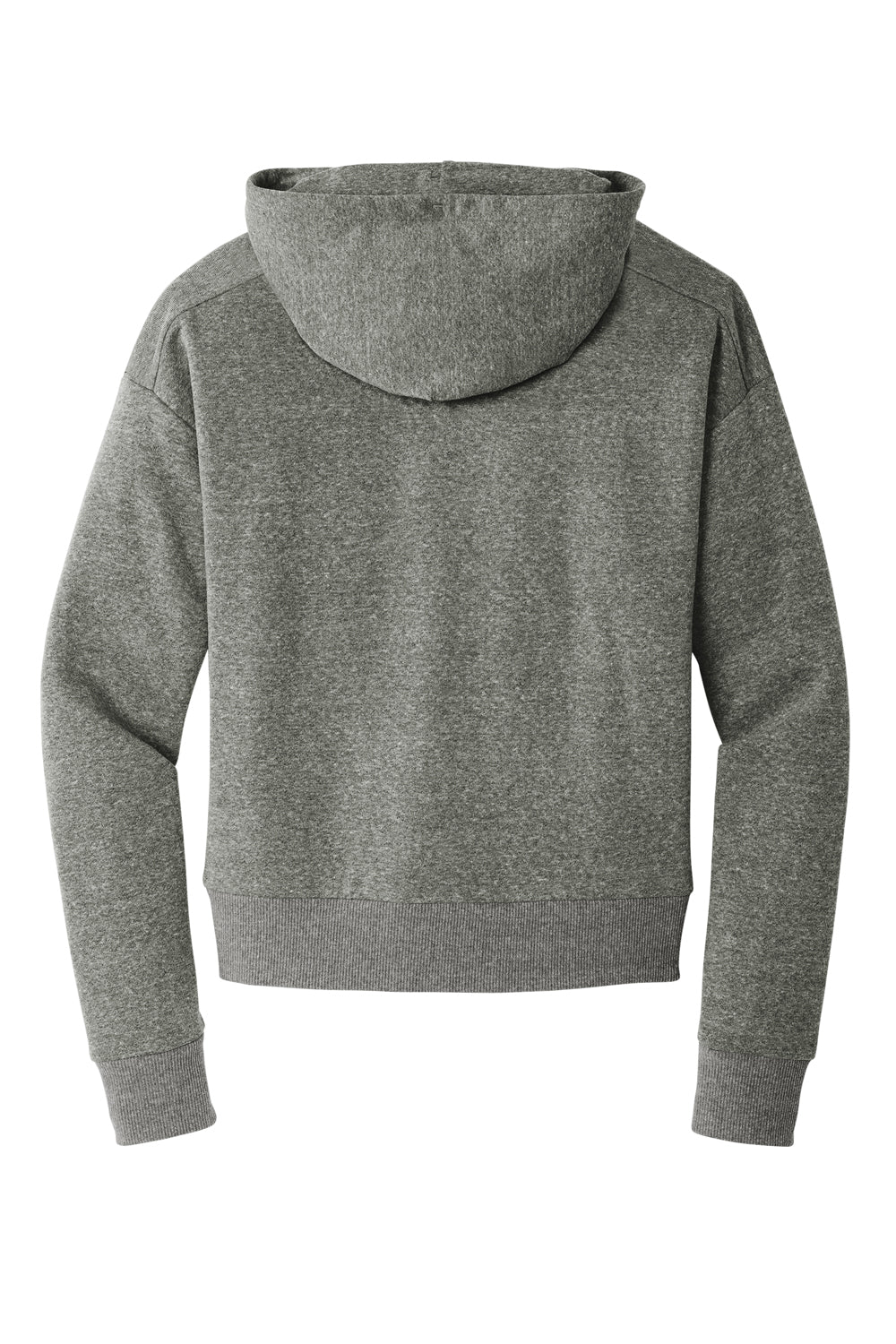 District DT1311 Womens Perfect Tri Fleece 1/4 Zip Hooded Sweatshirt Hoodie Heather Charcoal Grey Flat Back