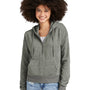 District Womens Perfect Tri Fleece 1/4 Zip Hooded Sweatshirt Hoodie - Heather Charcoal Grey