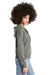 District DT1311 Womens Perfect Tri Fleece 1/4 Zip Hooded Sweatshirt Hoodie Heather Charcoal Grey Side