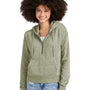 District Womens Perfect Tri Fleece 1/4 Zip Hooded Sweatshirt Hoodie - Military Green Frost