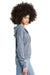 District DT1311 Womens Perfect Tri Fleece 1/4 Zip Hooded Sweatshirt Hoodie Navy Blue Frost Side
