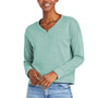 District Womens Perfect Tri Fleece V-Neck Sweatshirt - Heather Eucalyptus Blue
