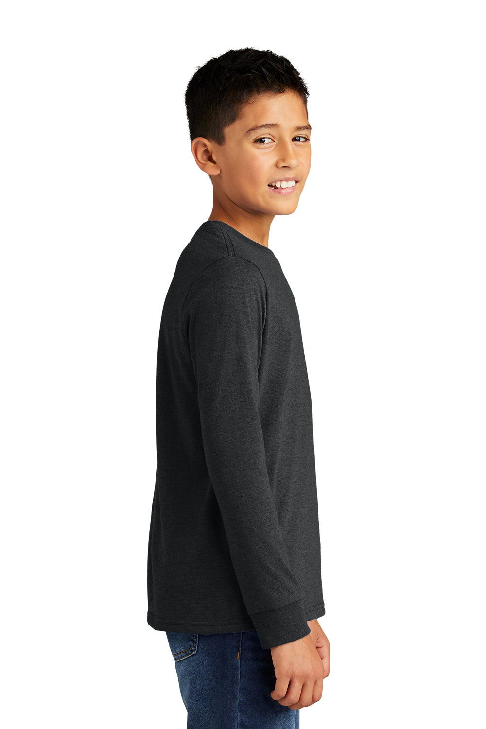 District Youth Perfect Tri Long Sleeve Crewneck T-Shirt Black Frost Side