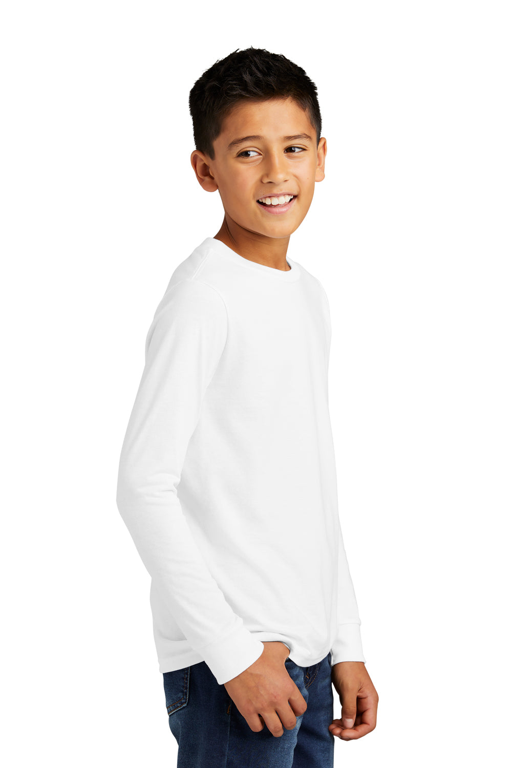 District Youth Perfect Tri Long Sleeve Crewneck T-Shirt White Side