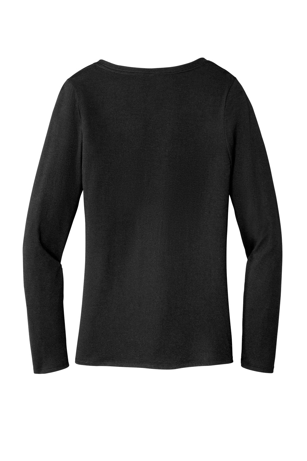 District DT135 Womens Perfect Tri Long Sleeve V-Neck T-Shirt Black Flat Back