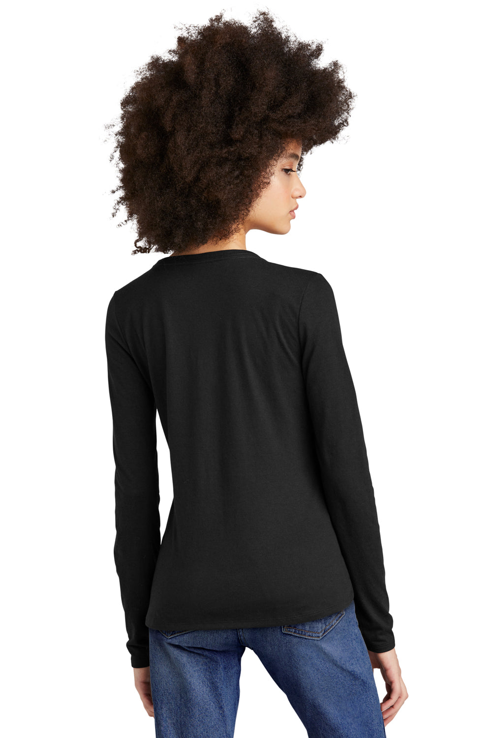 District DT135 Womens Perfect Tri Long Sleeve V-Neck T-Shirt Black Back