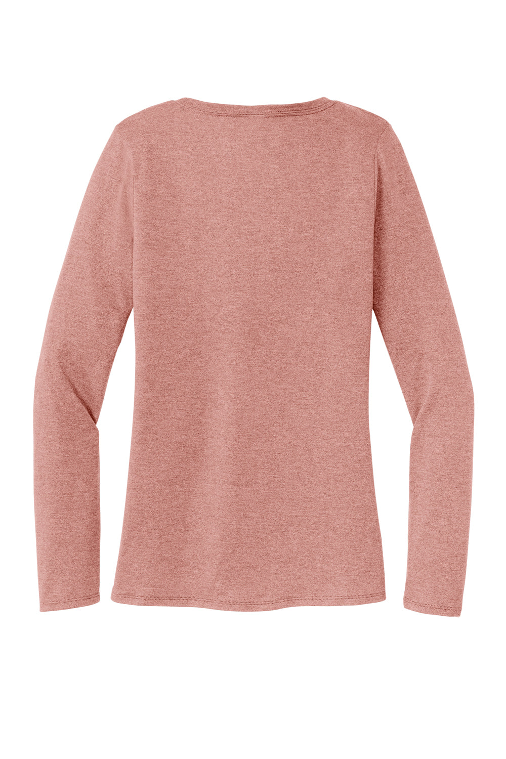 District DT135 Womens Perfect Tri Long Sleeve V-Neck T-Shirt Blush Frost Flat Back
