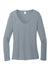 District DT135 Womens Perfect Tri Long Sleeve V-Neck T-Shirt Heather Flint Blue Flat Front