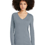 District Womens Perfect Tri Long Sleeve V-Neck T-Shirt - Heather Flint Blue