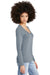 District DT135 Womens Perfect Tri Long Sleeve V-Neck T-Shirt Heather Flint Blue Side