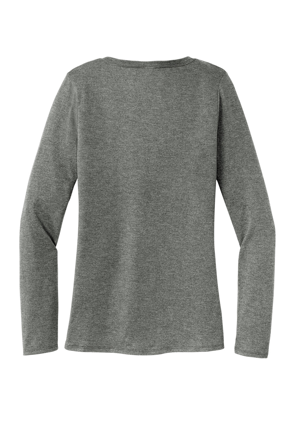 District DT135 Womens Perfect Tri Long Sleeve V-Neck T-Shirt Heather Charcoal Grey Flat Back