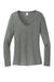 District DT135 Womens Perfect Tri Long Sleeve V-Neck T-Shirt Heather Charcoal Grey Flat Front