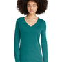 District Womens Perfect Tri Long Sleeve V-Neck T-Shirt - Heather Teal Green