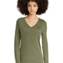 District Womens Perfect Tri Long Sleeve V-Neck T-Shirt - Military Green Frost