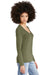 District DT135 Womens Perfect Tri Long Sleeve V-Neck T-Shirt Military Green Frost Side