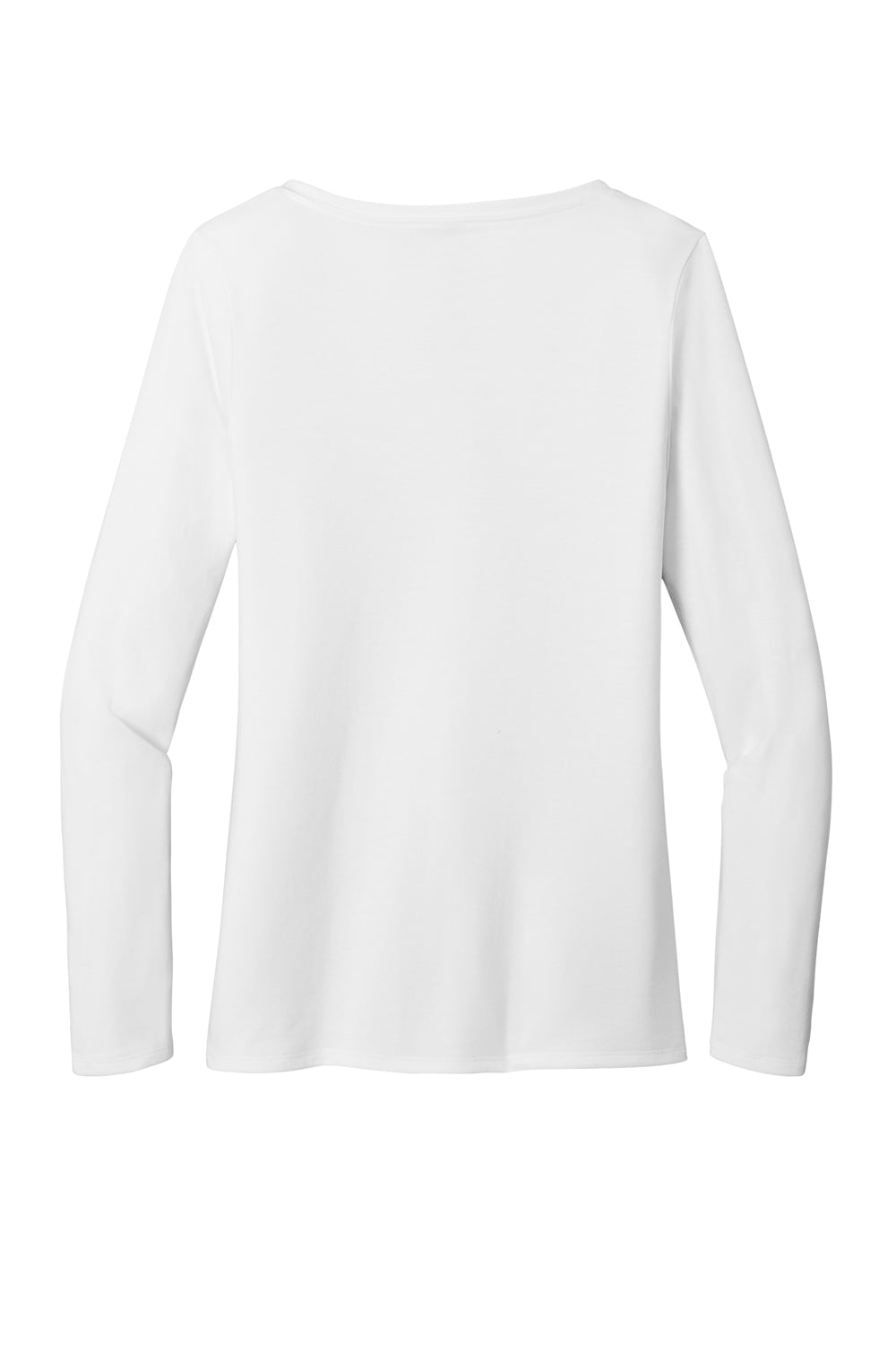 District DT135 Womens Perfect Tri Long Sleeve V-Neck T-Shirt White Flat Back