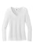 District DT135 Womens Perfect Tri Long Sleeve V-Neck T-Shirt White Flat Front