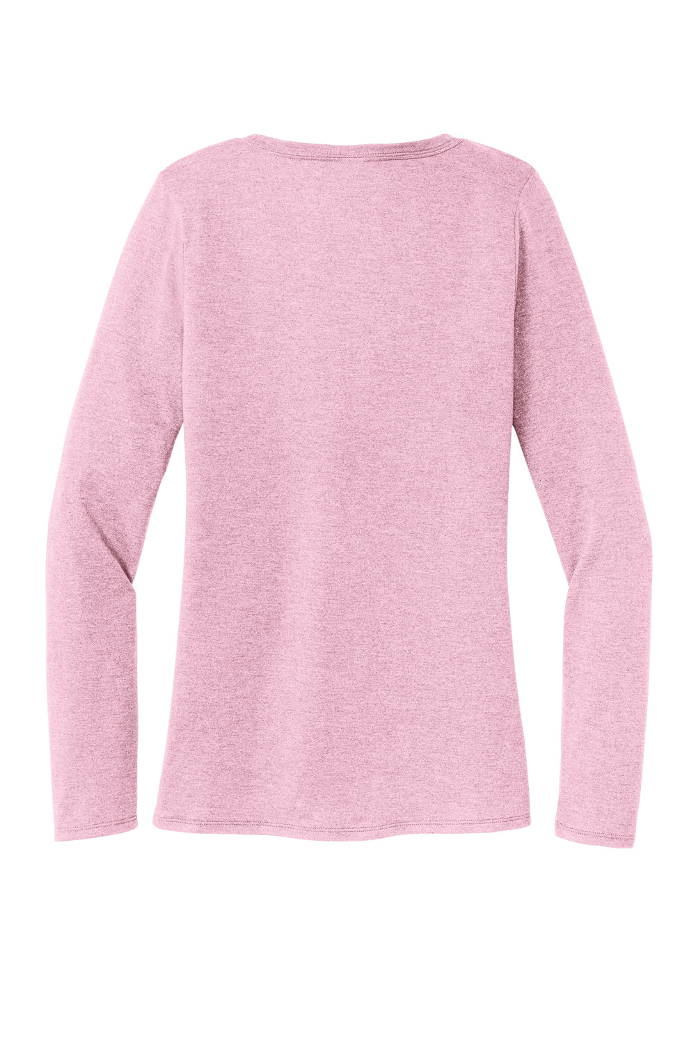 District DT135 Womens Perfect Tri Long Sleeve V-Neck T-Shirt Heather Wisteria Pink Flat Back
