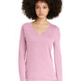 District Womens Perfect Tri Long Sleeve V-Neck T-Shirt - Heather Wisteria Pink