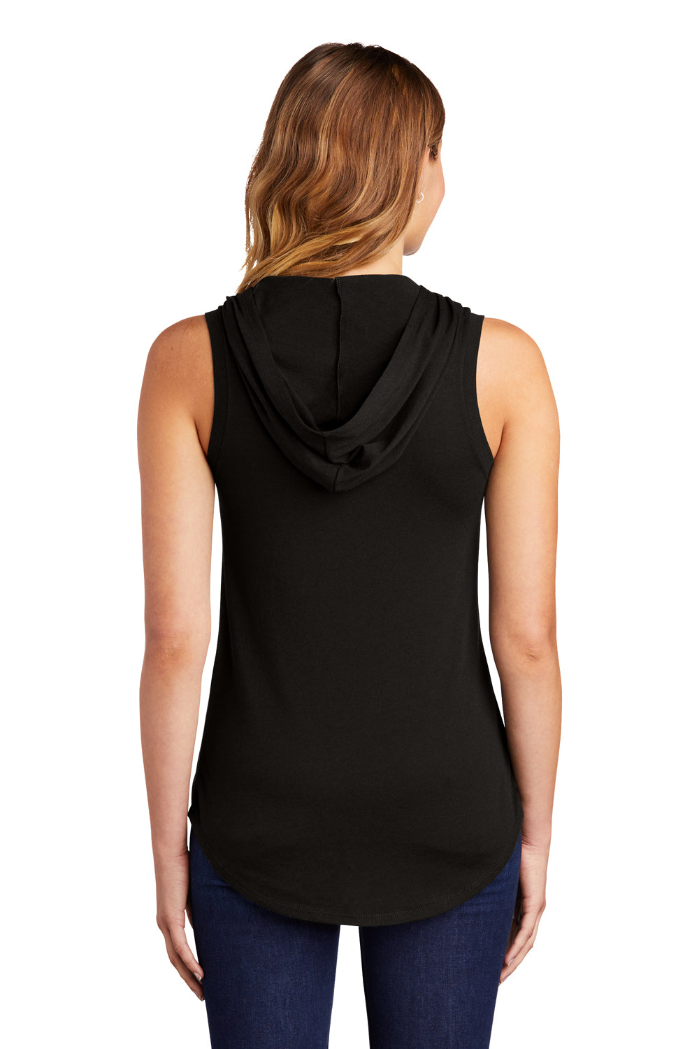 District Womens Perfect Sleeveless Hooded T-Shirt Hoodie Black Side