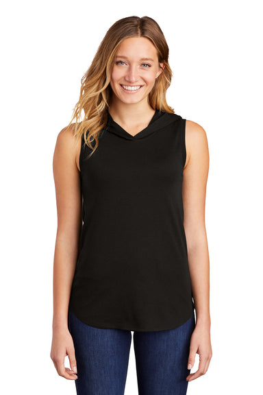 District Womens Perfect Sleeveless Hooded T-Shirt Hoodie Black Front