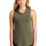 District Womens Perfect Sleeveless Hooded T-Shirt Hoodie - Military Green Frost - Closeout