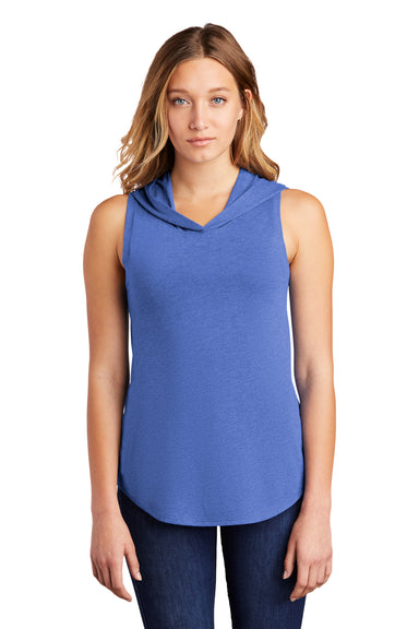 District Womens Perfect Sleeveless Hooded T-Shirt Hoodie Royal Blue Frost Front