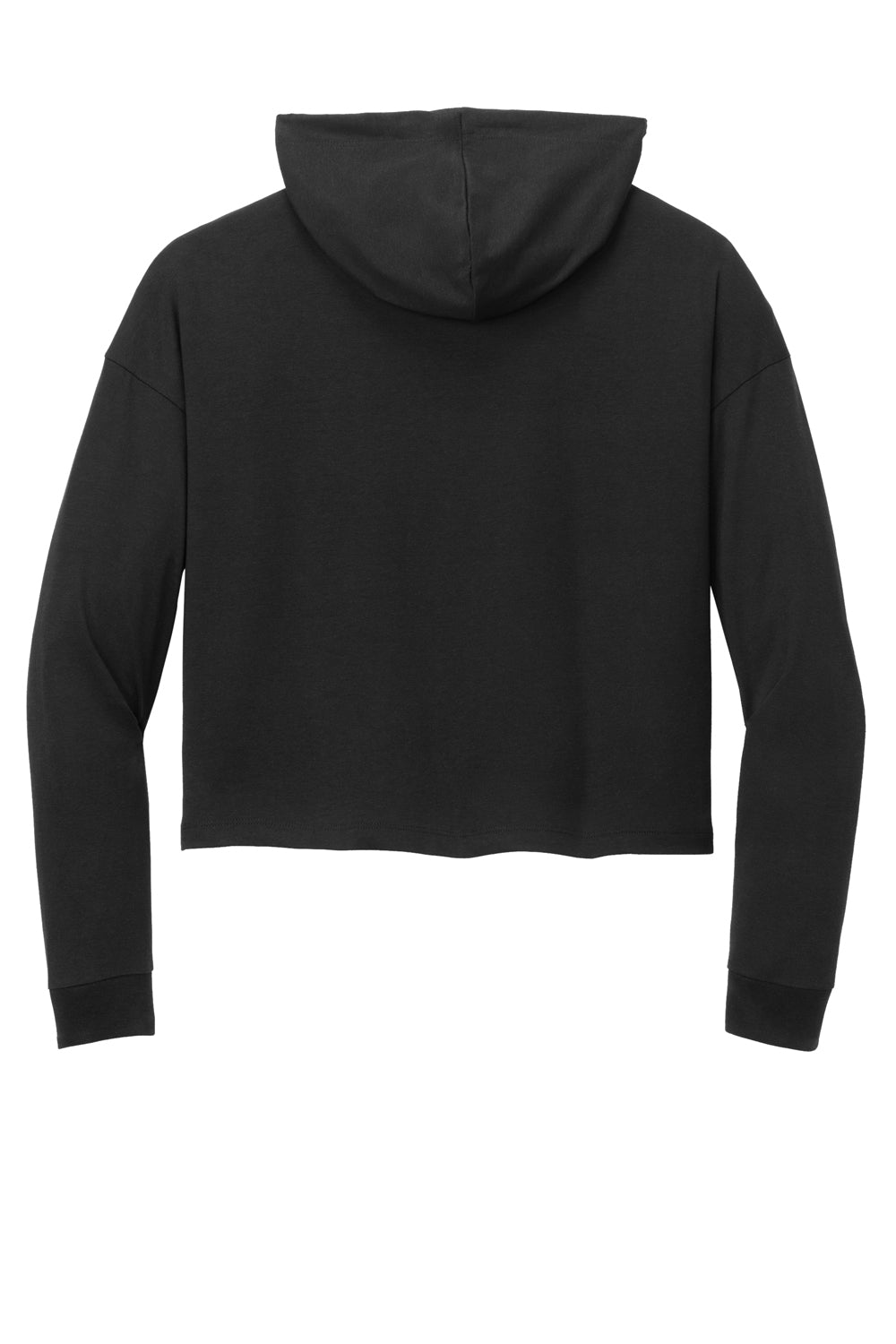 District Womens Perfect Tri Midi Long Sleeve Hooded Sweatshirt Hoodie Black Flat Back