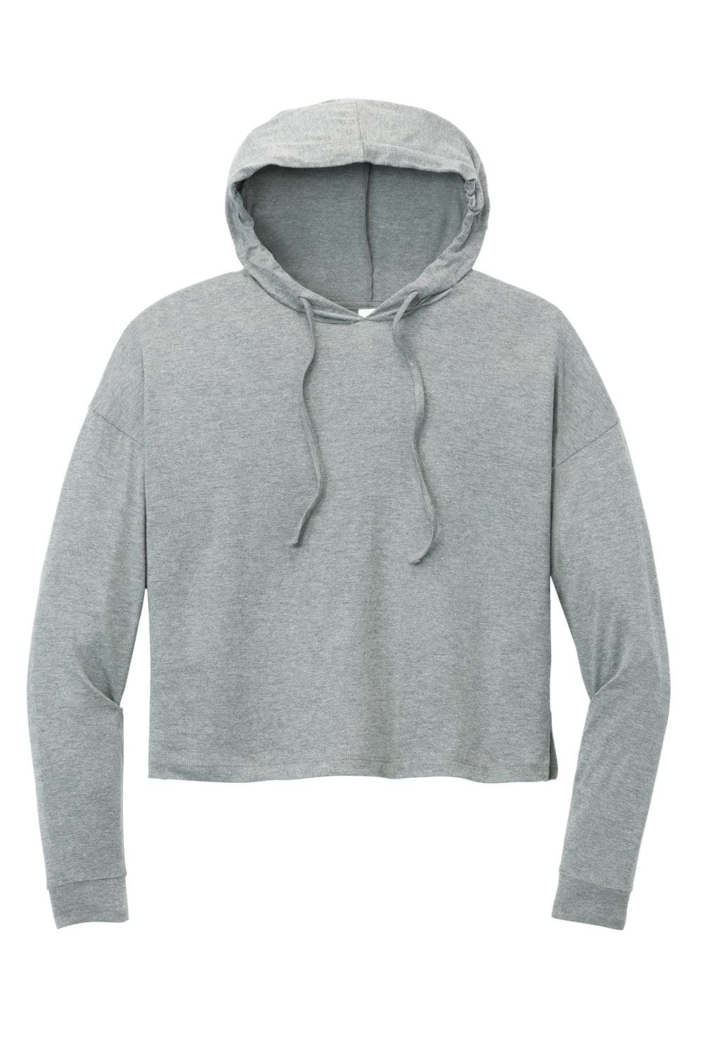 District Womens Perfect Tri Midi Long Sleeve Hooded Sweatshirt Hoodie Grey Frost Flat Front