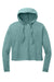 District Womens Perfect Tri Midi Long Sleeve Hooded Sweatshirt Hoodie Heather Eucalyptus Blue Flat Front