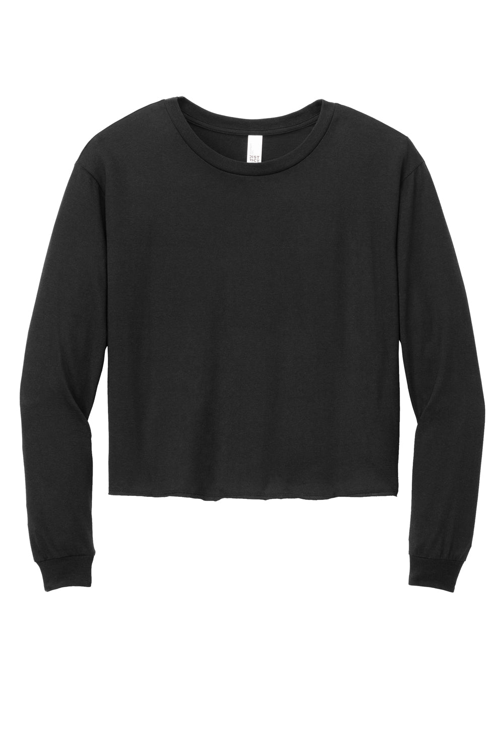 District Womens Perfect Tri Midi Long Sleeve Crewneck T-Shirt Black Flat Front
