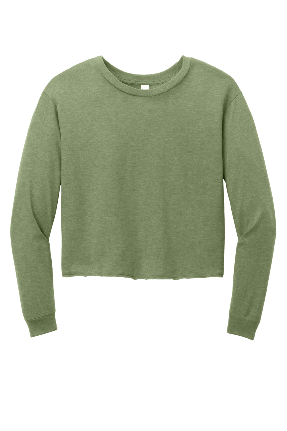District Womens Perfect Tri Midi Long Sleeve Crewneck T-Shirt Military Green Frost Flat Front
