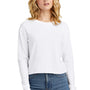 District Womens Perfect Tri Midi Long Sleeve Crewneck T-Shirt - White