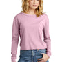District Womens Perfect Tri Midi Long Sleeve Crewneck T-Shirt - Heather Wisteria Pink