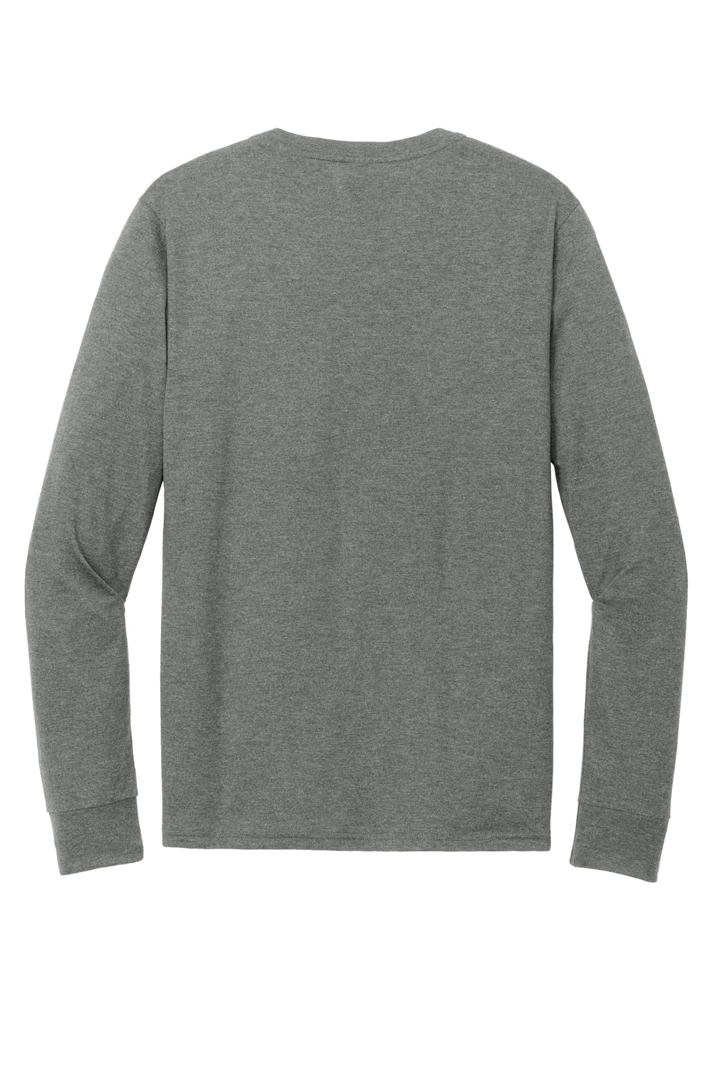 District Mens Perfect Tri Long Sleeve Henley T-Shirt Heather Charcoal Grey Flat Back