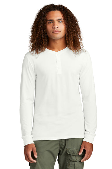 District Mens Perfect Tri Long Sleeve Henley T-Shirt Natural Front