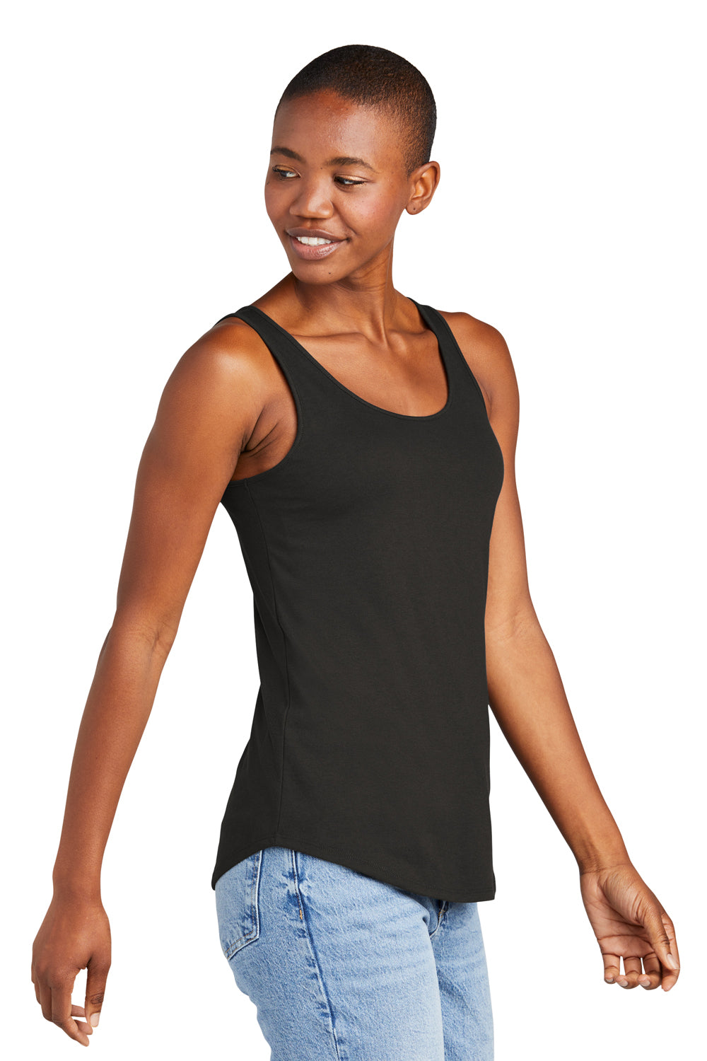 District DT151 Womens Perfect Tri Relaxed Tank Top Black Side