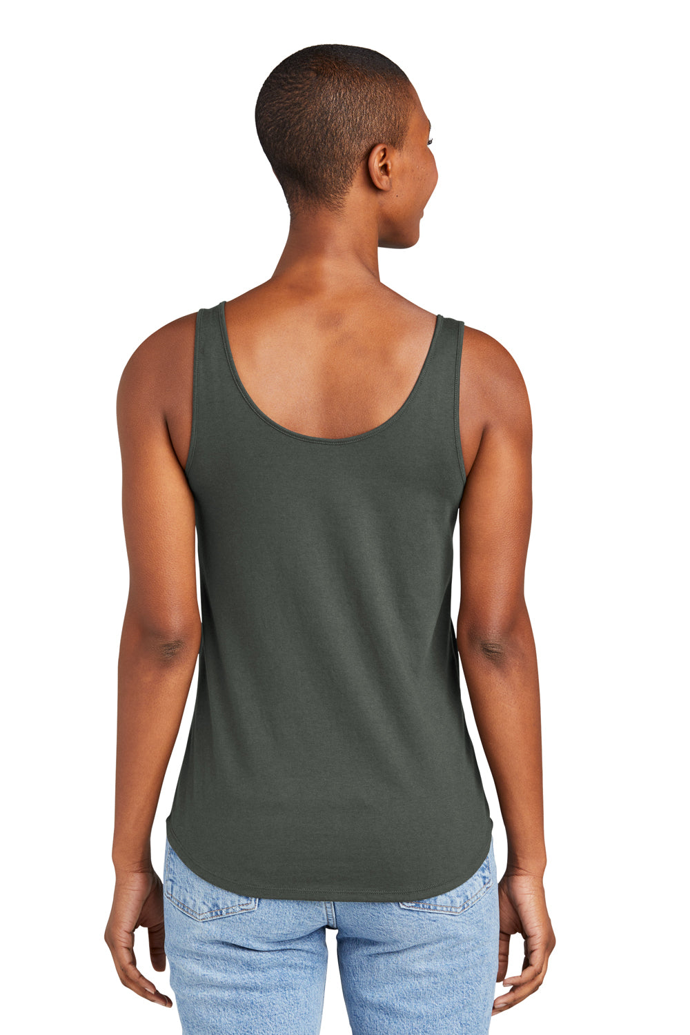 District DT151 Womens Perfect Tri Relaxed Tank Top Deepest Grey Back