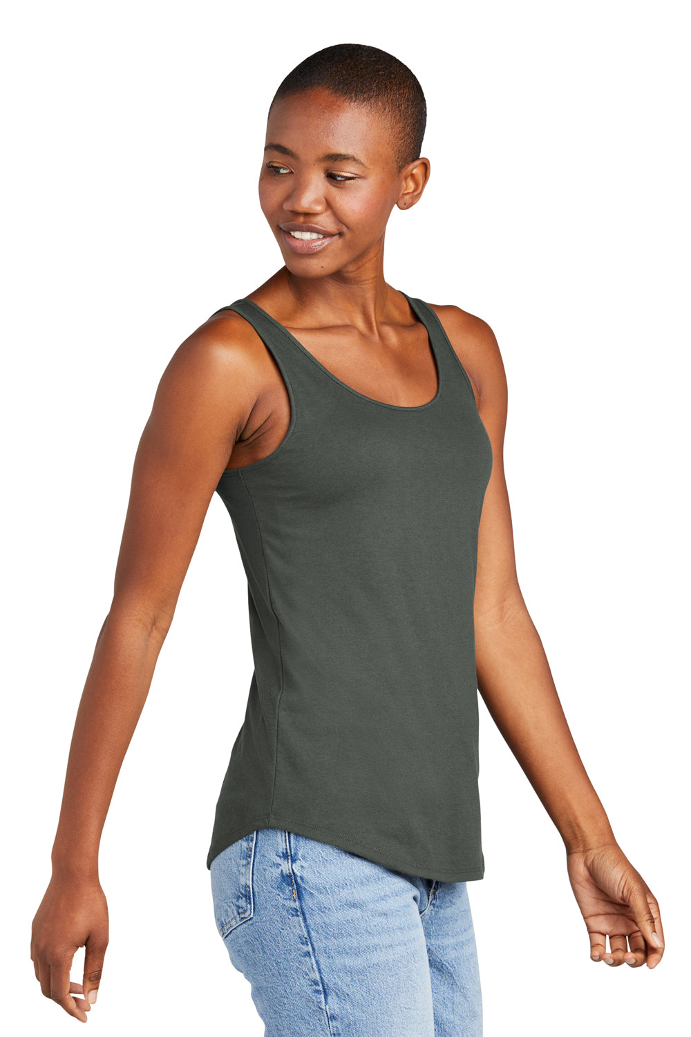 District DT151 Womens Perfect Tri Relaxed Tank Top Deepest Grey Side