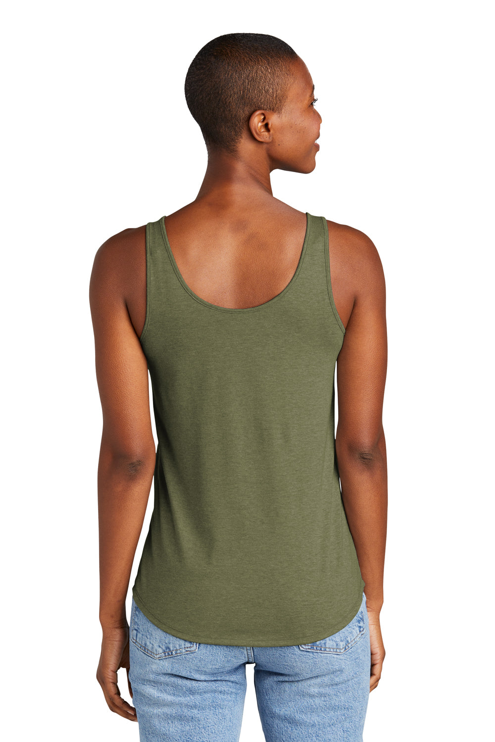 District DT151 Womens Perfect Tri Relaxed Tank Top Military Green Frost Back