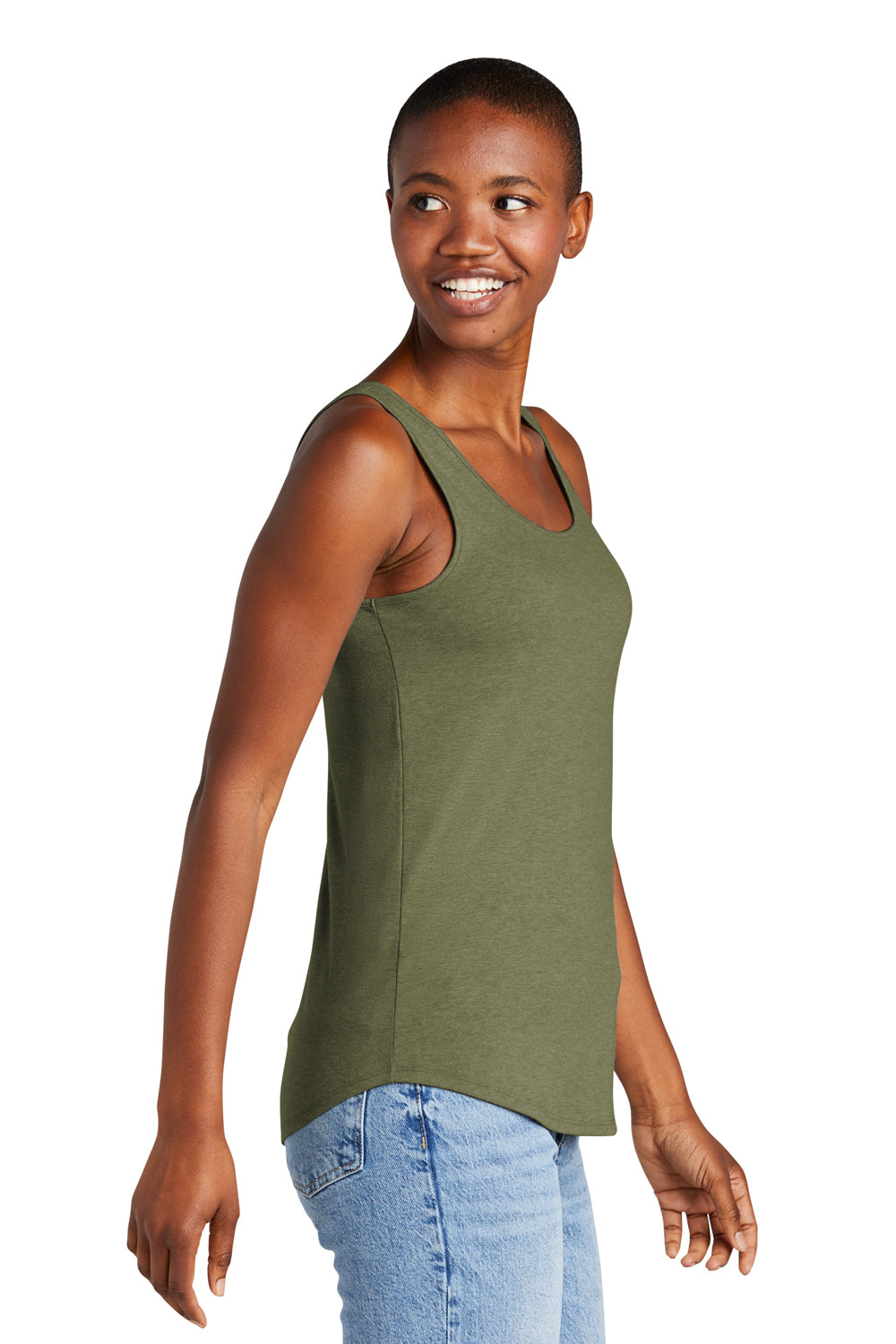 District DT151 Womens Perfect Tri Relaxed Tank Top Military Green Frost Side