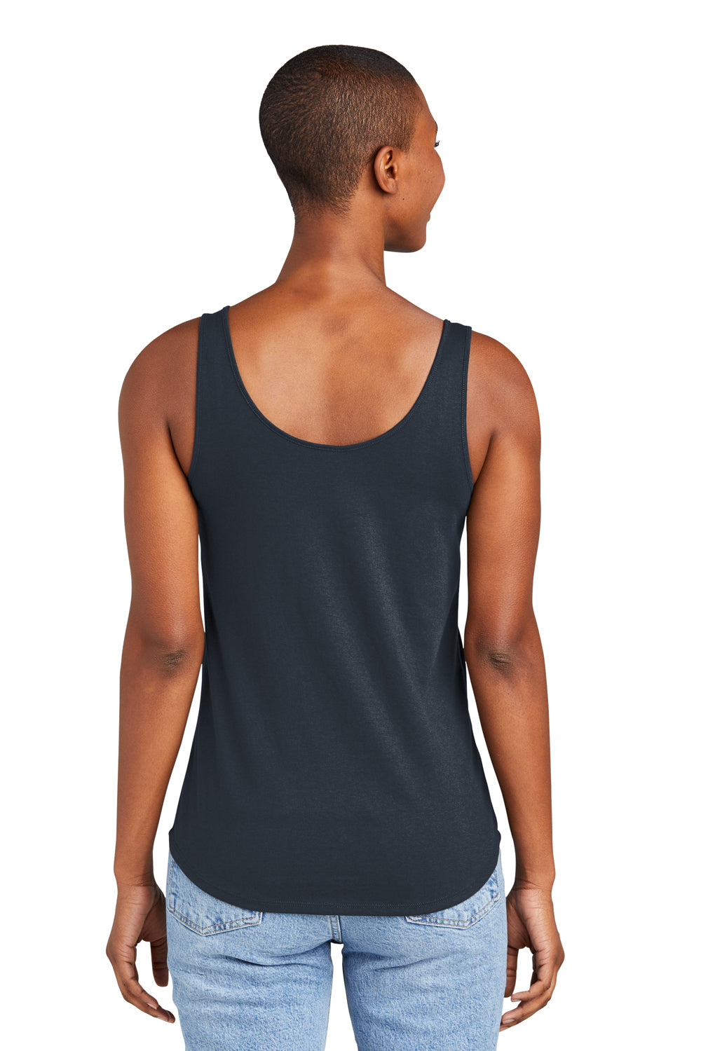 District DT151 Womens Perfect Tri Relaxed Tank Top New Navy Blue Back